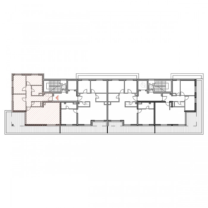 Četverosobni stan, 4.kat - Prikaz stana u objektu - Tlocrt