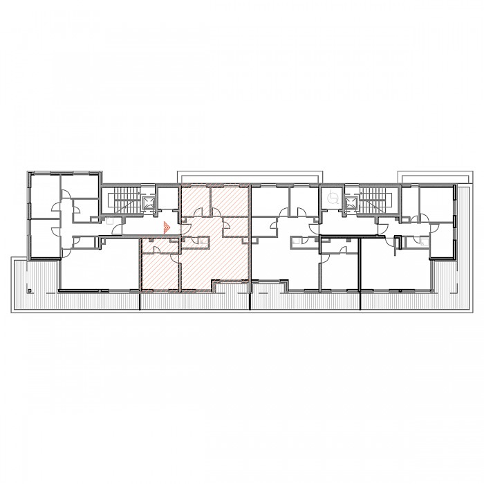 Četverosobni stan, 4.kat - Prikaz stana u objektu - Tlocrt