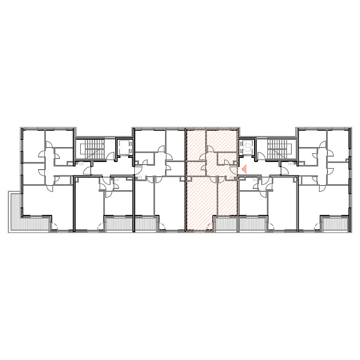 Četverosobni stan, 1.kat - Prikaz stana u objektu - Tlocrt