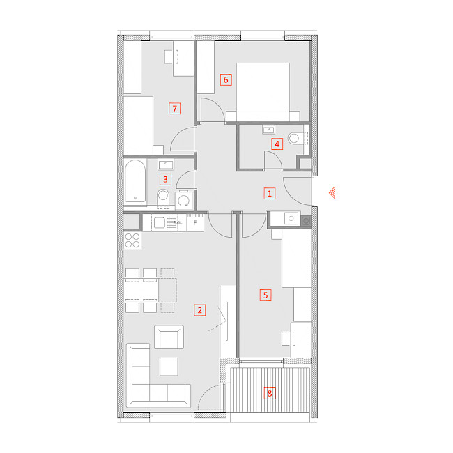 Četverosobni stan, 2.kat - Tlocrt stana